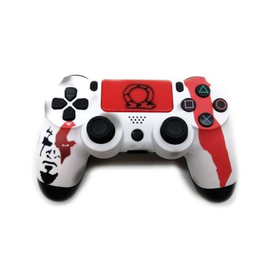 Ασύρματο Gamepad - Χειριστήριο για PS4 και PC Doubleshock 4 με Σχέδιο God Of War Λευκό - Κόκκινο oem