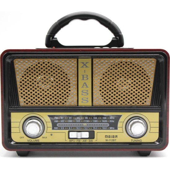 ΦΟΡΗΤΟ ΗΧΕΙΟ ΤΥΠΟΥ MINI SD VINTAGE STYLE ΜΕ ΡΑΔΙΟΦΩΝΟ AM FM M112BT Dark Brown