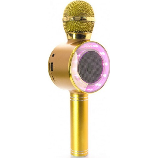 Ασύρματο Bluetooth Mικρόφωνο KARAOKE Hχείο Mp3 Player WSTER - Disco Light Microphone WS-668 Gold Ασύρματο Bluetooth Mικρόφωνο KARAOKE Hχείο Mp3 Player WSTER - Disco Light Microphone WS-668 Gold