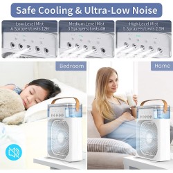  Mini Φορητό Air Cooler - Ανεμιστήρας Ψύξης με Spray Νερού Υδρονέφωσης, LED Φωτισμό, 3 Ταχύτητες Αέρα Λευκό - BD500 oem