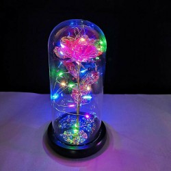 Ροζ Τριαντάφυλλο για Πάντα με Φως και Κουτί Galaxy Rose Forever Roses With Love 25 cm