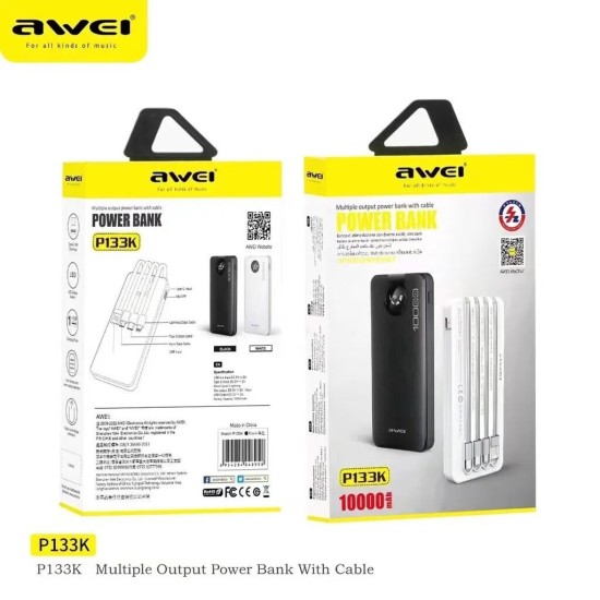 Awei P51K Power Bank 10000mAh με Θύρα USB-A Μαύρο