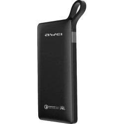 Power Bank Awei P43K Φορητός Φορτιστής Fast Charging High Capacity USB/USB Type-C Θύρες 10000mAh - Χρώμα: Μαύρο