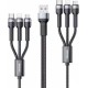 Remax RC-124 Braided USB to micro USB / Type-C / Lightning Cable Ασημί 1m