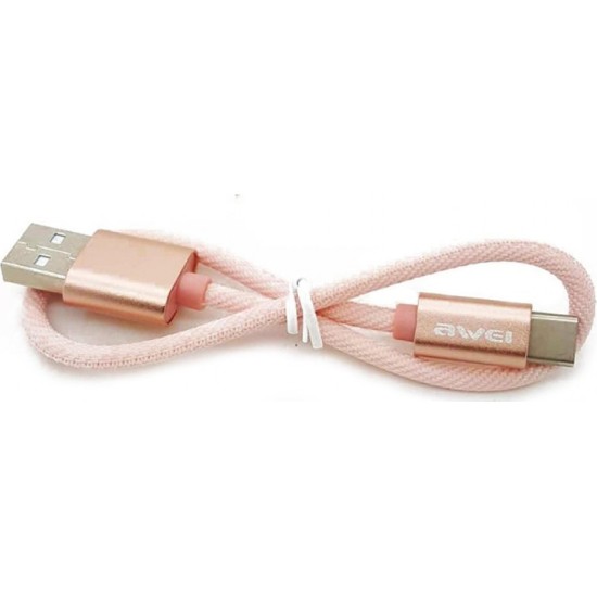 Καλώδιο AWEI CL85 Fast Data 30cm Type C Pink Καλώδιο AWEI CL85 Fast Data 30cm Type C Pink
