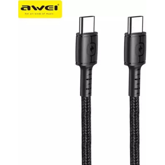 Awei CL-71T Type-C σε Type-C Braided Μαύρο 1m