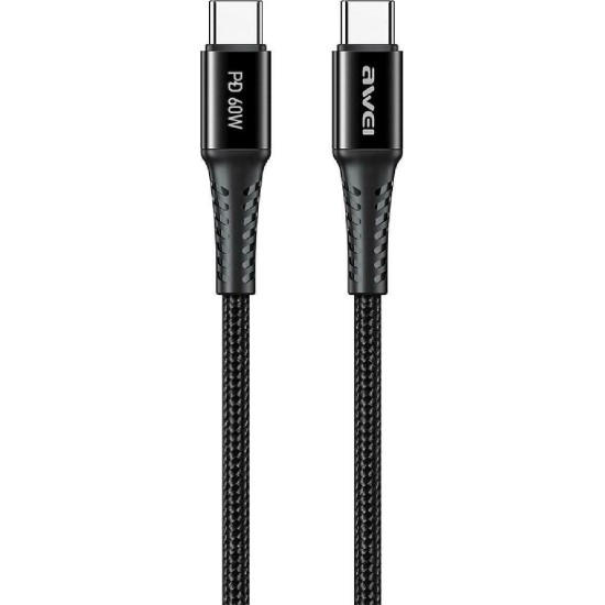 Awei CL-111T Braided USB 2.0 Cable USB-C male - USB-C male Μαύρο 1m