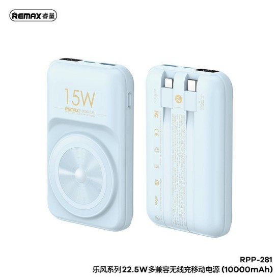 Remax RPP-281 Power Bank 10000mAh 22.5W με Θύρα USB-C Power Delivery Μπλε Remax RPP-281 Power Bank 10000mAh 22.5W με Θύρα USB-C Power Delivery Μπλε