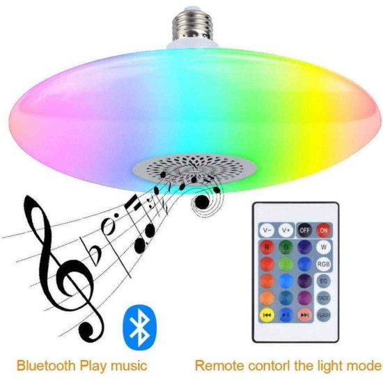 Λάμπα RGB LED + Ηχείο Bluetooth Multimedia E27 με Τηλεχειριστήριο 24W - UFO Lamp Speaker Λάμπα RGB LED + Ηχείο Bluetooth Multimedia E27 με Τηλεχειριστήριο 24W - UFO Lamp Speaker