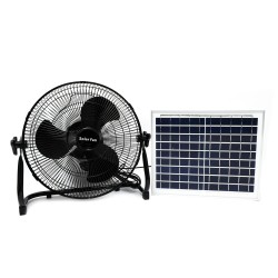 Φορητός Επιδαπέδιος Ηλιακός Ανεμιστήρας 36cm 15W 12000mAh Τριών Ταχυτήτων OEM - Μαύρο