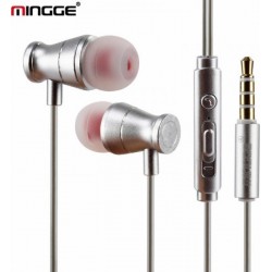 Mingge m12 Μαγνητικά Eνσύρματα Ακουστικά με Μικρόφωνο Ασημί