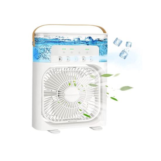 Mini Φορητό Air Cooler - Ανεμιστήρας Ψύξης με Spray Νερού Υδρονέφωσης, LED Φωτισμό, 3 Ταχύτητες Αέρα Λευκό - BD500 oem