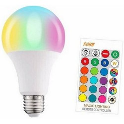 Λάμπα LED - RGB με χειριστήριο - E27 - 10W - 013548