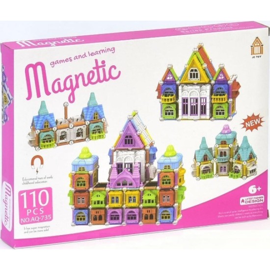 Μαγνητικό Σετ Κατασκευής Σπιτιών Παιχνίδι - Τουβλάκια για Κατασκευές 110τμχ - Magnetic House Constructions