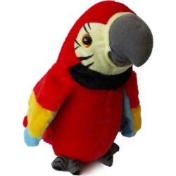 Λούτρινος Παπαγάλος Birdie που Μιλάει Μιμείται και Κουνάει τα Φτερά του 24cm Κόκκινος