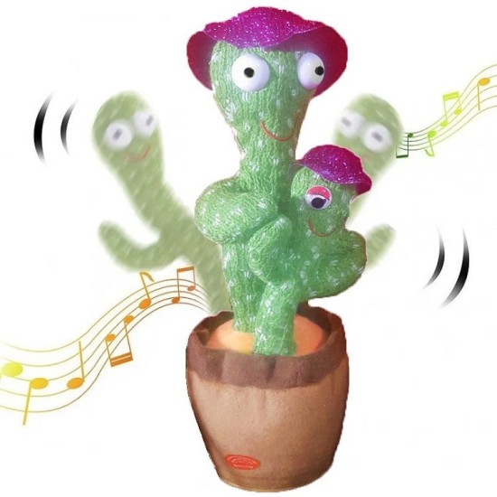 Ο Κάκτος και το παιδάκι του χορεύουν, τραγουδάνε και μιλάνε Rechargeable Cactus 32cm Dancing, Talking, Sing, Sound (oem)