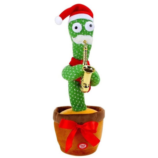 Κάκτος Άγιος Βασίλης με τρομπέτα που χορεύει, τραγουδάει και μιλάει oem