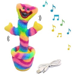 Κάκτος επαναφορτιζόμενος 32cm που χορεύει, τραγουδάει και μιλάει 32cm Cactus Dancing Gift Toys Huggy Wuggy Rainbow (oem)