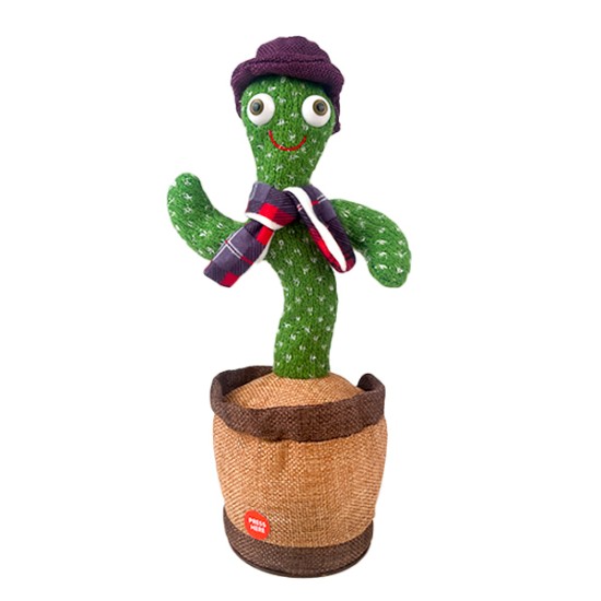 Κάκτος που Χορεύει και Μιλάει με Μωβ Καπέλο & Κασκόλ (Επαναφορτιζόμενος)