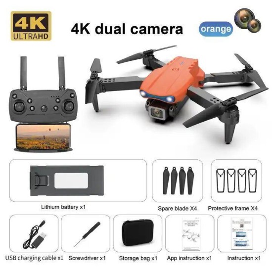 Drone E99 K3 Drone Mini WiFi με Κάμερα 1080p και Χειριστήριο, Συμβατό με Smartphone Orange