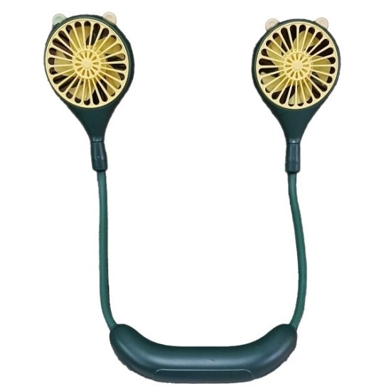 Επαναφορτιζόμενος Ανεμιστήρας Λαιμού με Αυτάκια - Wireless Rechargeable Face Fans - Πράσινο