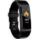 115 Plus Αδιάβροχο Smart Bracelet Sport Wristband Heart Rate Blood Pressure Monitor Fitness Tracker - Μαύρο