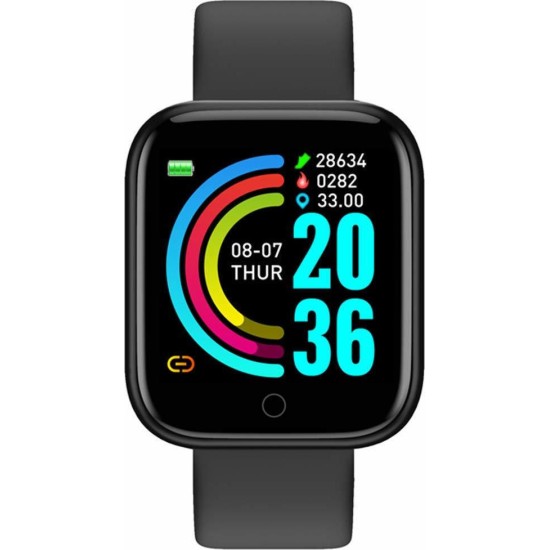 Y68 Smart Watch -Fitness Tracker Μαύρο