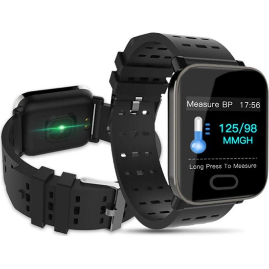 Αδιάβροχο Ρολόι A6 Smart Bracelet Heart Rate Monitor IP67 Waterproof Bluetooth 4.0- black