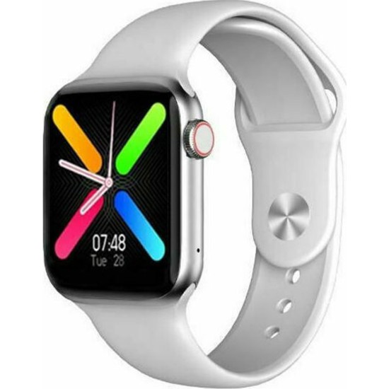FT80 44mm Smartwatch με Παλμογράφο (Λευκό)