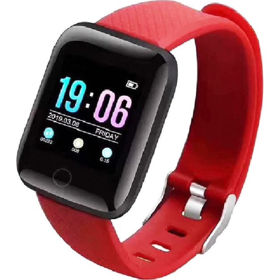 Smartwatch Fitness Μαύρο – 116 Plus for Android/iOS Κόκκινο
