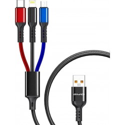 3 σε 1 Καλώδιο Δεδομένων Micro USB, Type-C, Lightning 2.4A Awei CL-971 1.2m