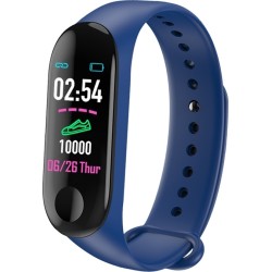 Έξυπνο Ρολόι Smart Bracelet Bluetooth Smartwatch Με Καταγραφή Βημάτων, Ύπνου + Καρδιακών Παλμών ΟΕΜ Μ3 Μπλε