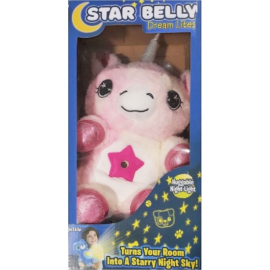 Star Belly Dream Lites Unicorn Plush Toy Huggable Night-Light in Pink and White (oem)