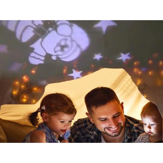 Children's Plush Toy Santa Claus Star Belly Λούτρινος Άγιος Βασίλης Με Projector Κινουμένων Αστεριών