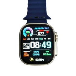 Andowl QU50 HD Smartwatch με Παλμογράφο (Γκρι / Μπλε Λουράκι) 