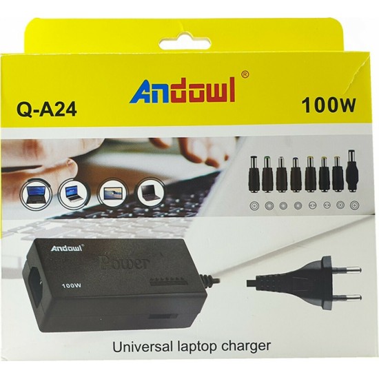 Universal φορτιστής laptop 100W Andowl Q-A24 σε μαύρο χρώμα