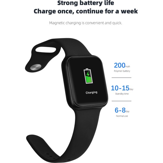K90 Fitness Smartwatch, Fitness Tracker, Καταγραφή Ύπνου & Παλμών Καρδιάς, Υπενθυμίσεις IP68 OEM Ροζ Smartwatch - K10 - 882368 - Black