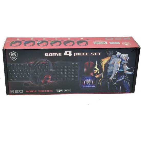 Game 4 set keyboard-mouse-headphones-mouse pad kr k20
