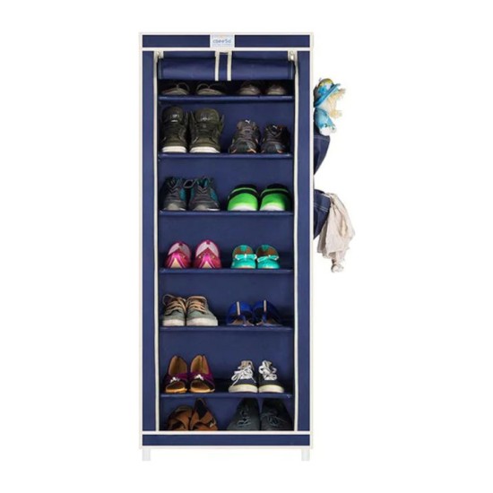 Υφασμάτινη Παπουτσοθήκη Elli με 7 Ράφια 60x35x150cm Μπλε Υφασμάτινη Παπουτσοθήκη Elli με 7 Ράφια 60x35x150cm Μπλε