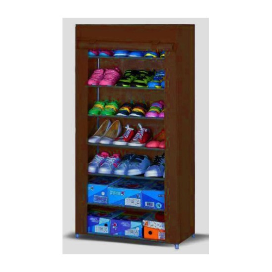Υφασμάτινη Παπουτσοθήκη Elli με 7 Ράφια 60x35x150cm Καφέ Υφασμάτινη Παπουτσοθήκη Elli με 7 Ράφια 60x35x150cm Καφέ
