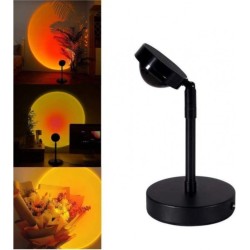 Διακοσμητικό Φωτιστικό LED Επιτραπέζιο Sunset Lamp Κόκκινο Ηλιοβασίλεμα σε Μαύρο Χρώμα YD-009