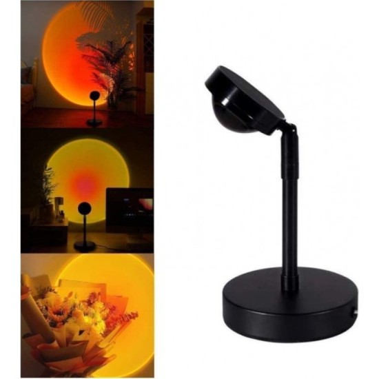Διακοσμητικό Φωτιστικό LED Επιτραπέζιο Sunset Lamp Κόκκινο Ηλιοβασίλεμα σε Μαύρο Χρώμα YD-009