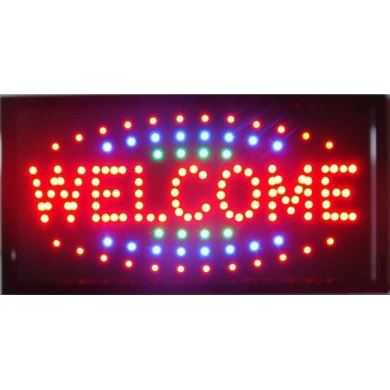 Φωτιζόμενη Διαφημιστική Πινακίδα LED "Welcome " με Εφέ Κίνησης OEM