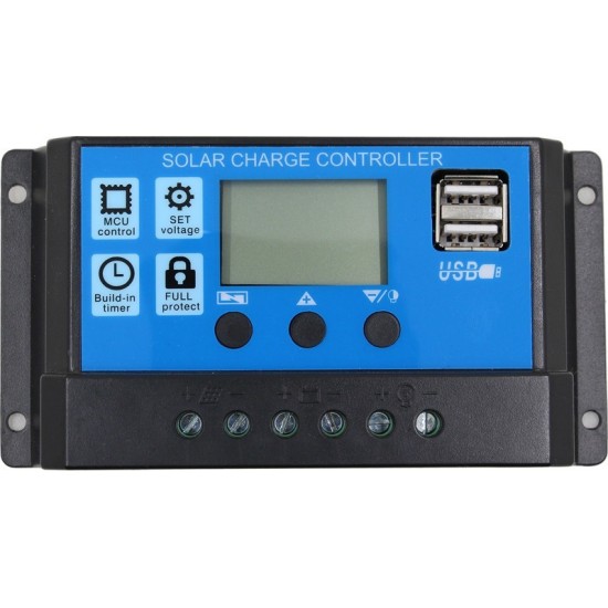 Ρυθμιστής ηλιακής φόρτισης - Solar battery charger regulator 10A - Dual USB Ρυθμιστής ηλιακής φόρτισης - Solar battery charger regulator 10A - Dual USB