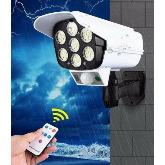 Στεγανός Ηλιακός Προβολέας IP65 Ισχύος 2W με Αισθητήρα Κίνησης, Τηλεχειριστήριο και Φωτοκύτταρο και Ψυχρό Λευκό Φως CL-877A