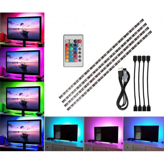 Αδιάβροχη Ταινία LED RGB 4x50cm με Τηλεχειριστήριο SMD5050 USB (5V) PM62