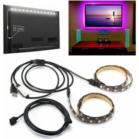 Αδιάβροχη Ταινία LED RGB 2x50cm με Τηλεχειριστήριο SMD5050 USB (5V) ON-17536