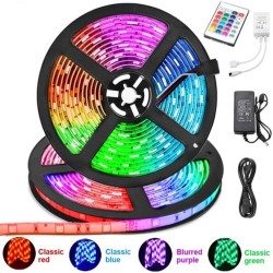 Αδιάβροχη Ταινία LED Τροφοδοσίας 12V RGB Μήκους 5m και 60 LED ανά Μέτρο Σετ με Τηλεχειριστήριο και Τροφοδοτικό Τύπου SMD3528