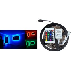 Εύκαμπτη Αδιάβροχη Ταινία Neon LED 5 Μέτρων RGB με Τηλεχειριστήριο 54SMD 4,8W/m 3528 IP65 - OEM