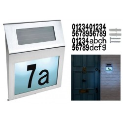Επιτοίχιο Ηλιακό Φωτιστικό Αριθμού Οικίας με Φωτοκύτταρο 18x20x2.8 cm 00006783